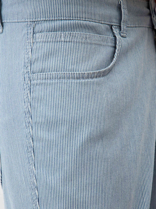Bermuda en coton stretch bleu indigo à rayures - Father & Sons - 3