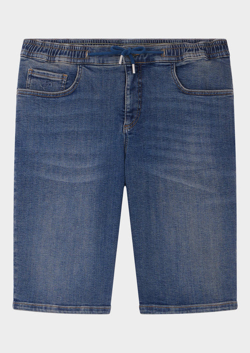 Bermuda en coton mélangé stretch uni bleu ardoise - Father & Sons - 4