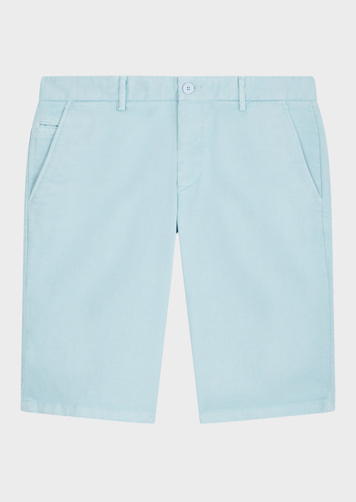 Bermuda en coton stretch uni bleu ciel - Father & Sons - 1