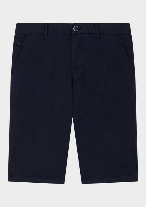 Bermuda en coton stretch uni bleu marine - Father & Sons - 1