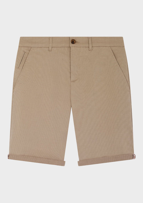 Bermuda en coton mélangé stretch uni taupe - Father & Sons - 1