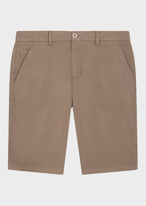 Bermuda en coton stretch uni taupe - Father & Sons - 1