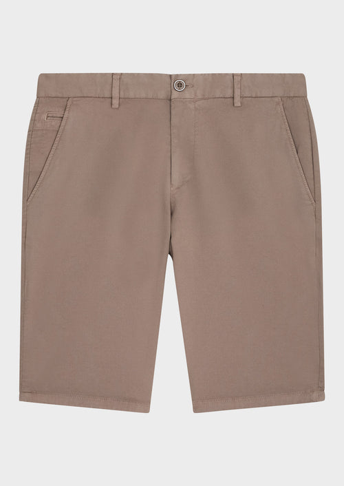 Bermuda en coton stretch uni taupe - Father & Sons - 1