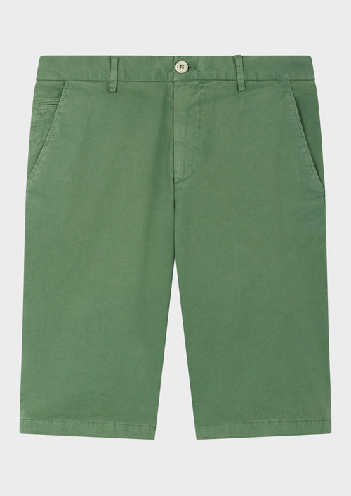 Bermuda en coton stretch uni vert - Father & Sons - 1