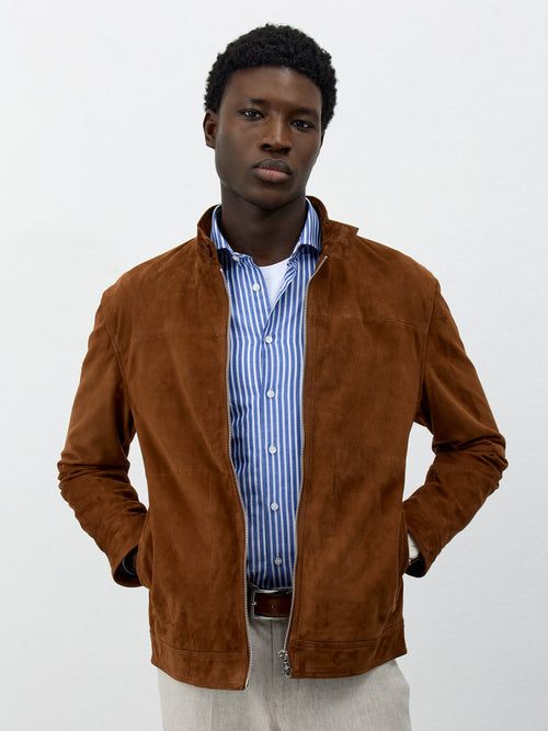 Blouson en cuir nubuck cognac - Father & Sons - 1