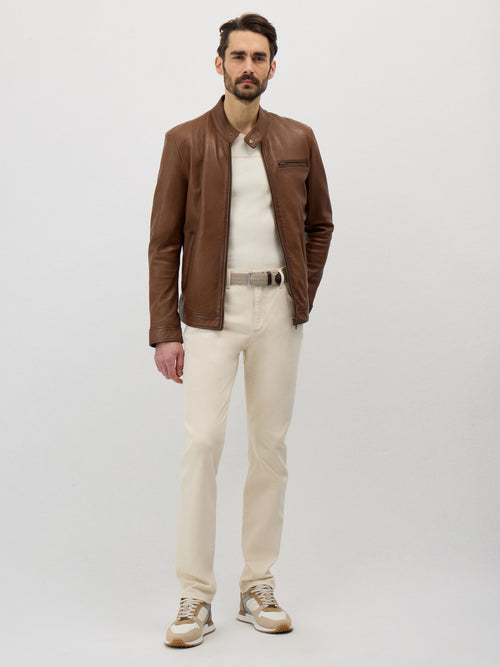 Blouson en cuir cognac - Father & Sons - 4
