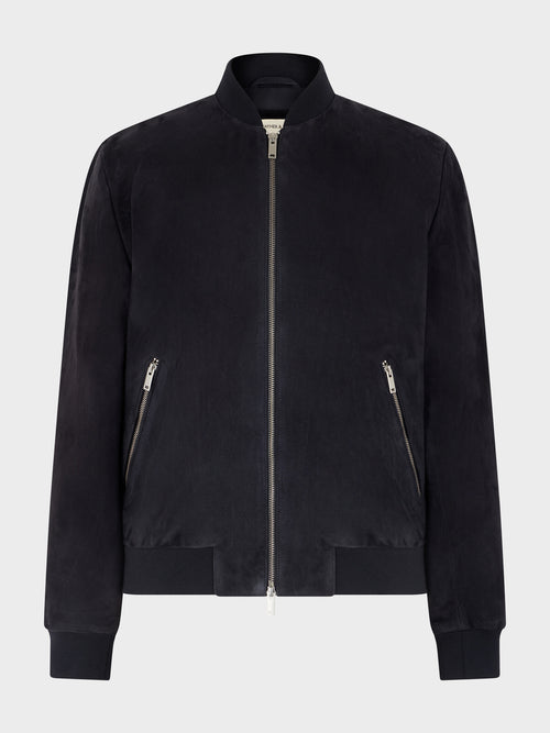 Blouson en cuir nubuck bleu marine - Father & Sons - 6