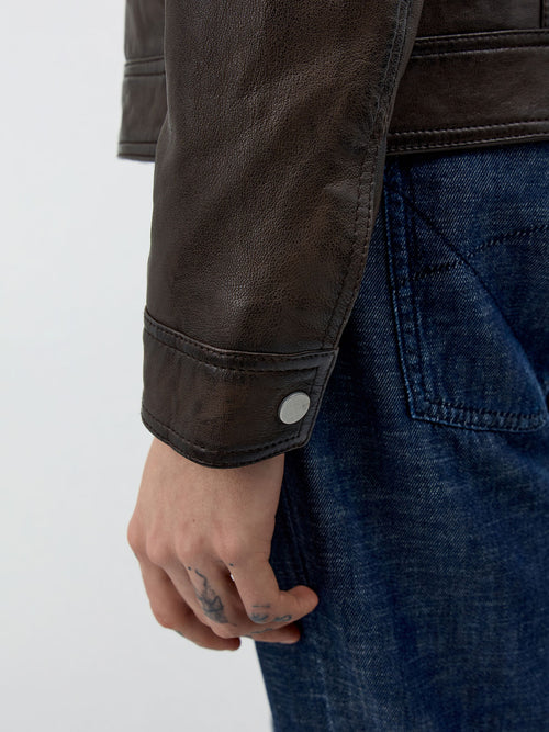 Blouson en cuir marron - Father & Sons - 4