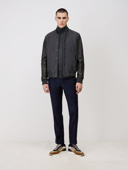 Blouson bi-matière anthracite et marron - Father & Sons - 4