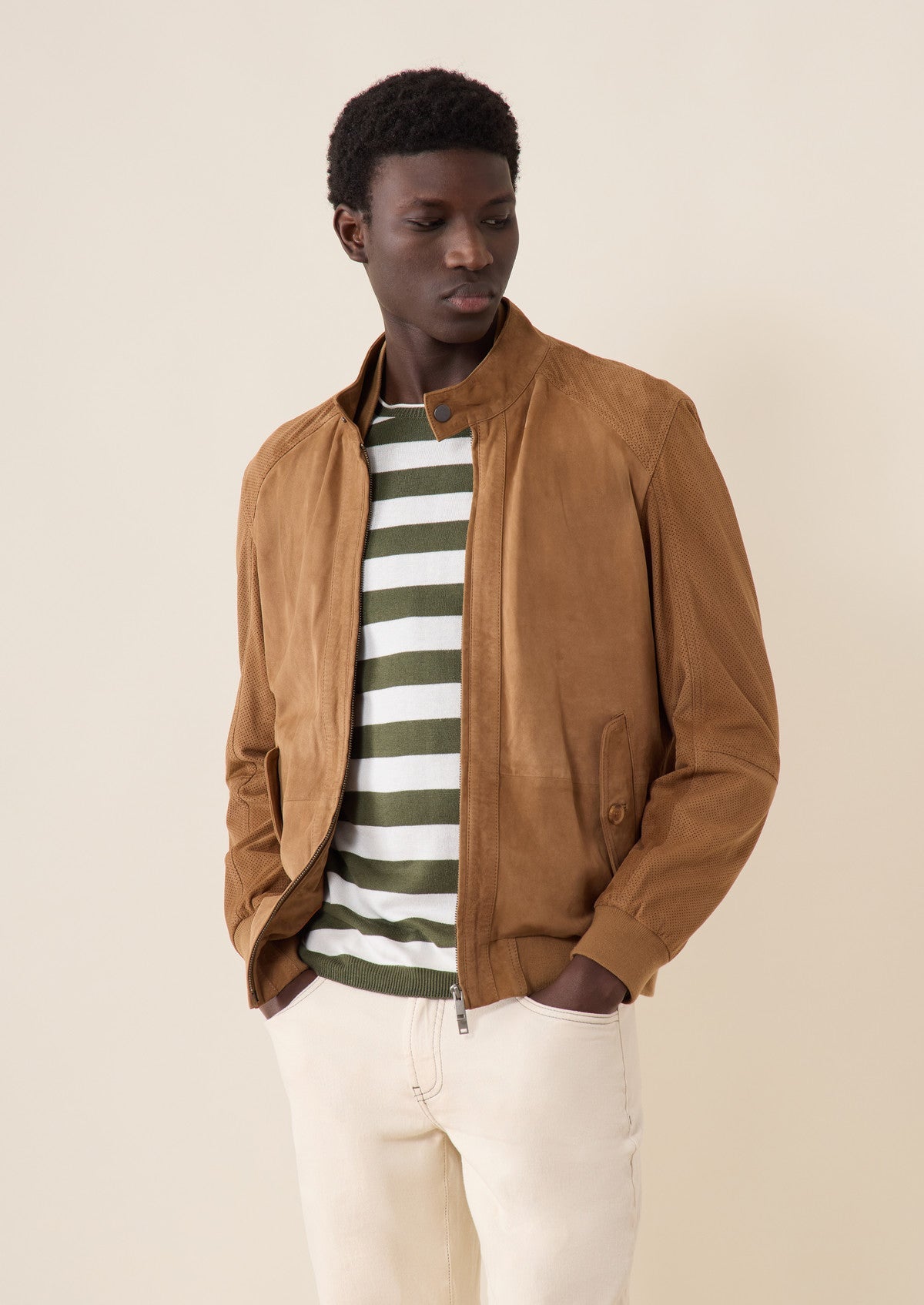 Veste Nubuck Homme Blouson En Cuir Nubuck Camel Father Sons 2025