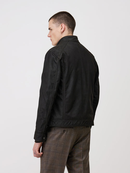 Blouson en cuir nubuck marron à capuche amovible - Father & Sons - 2