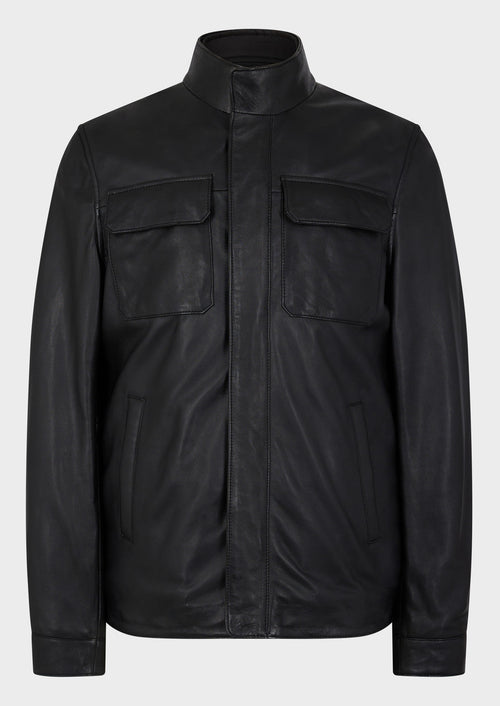 Blouson en cuir noir à parementure amovible - Father & Sons - 6