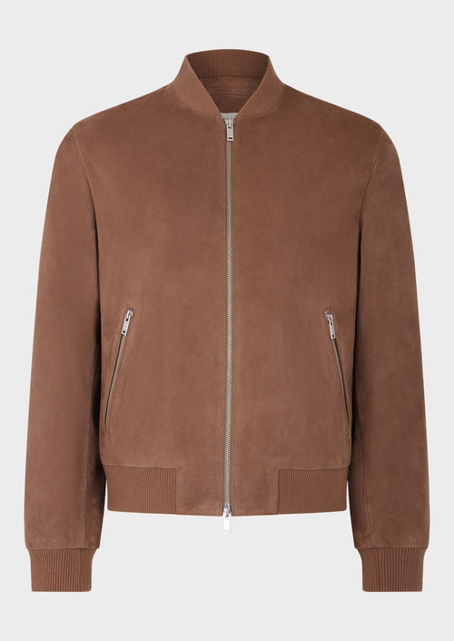 Blouson Teddy en cuir nubuck taupe - Father & Sons - 1