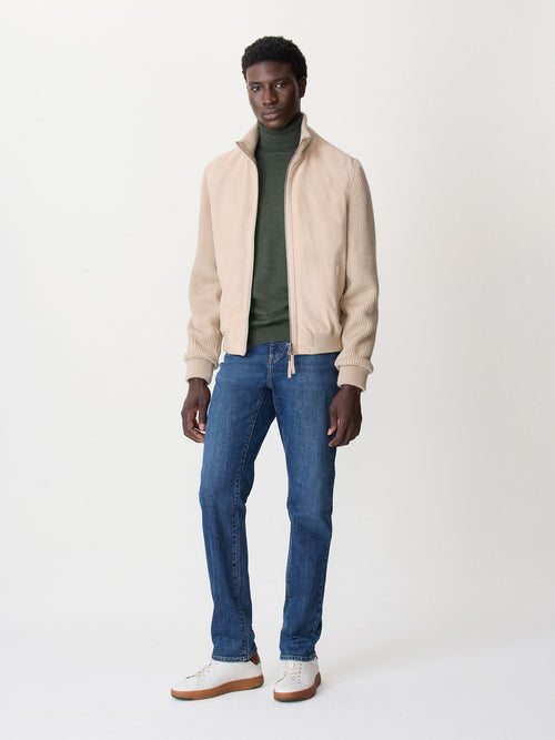 Blouson bi-matière beige - Father & Sons - 4