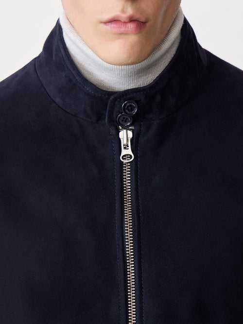 Blouson en cuir nubuck bleu marine - Father & Sons - 6