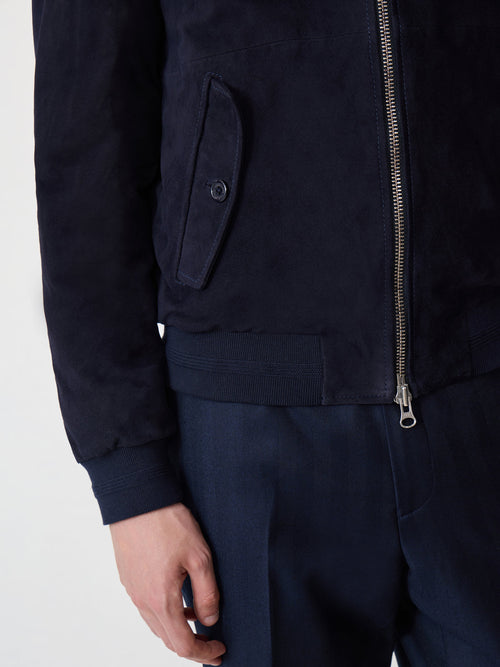 Blouson en cuir nubuck bleu marine - Father & Sons - 5