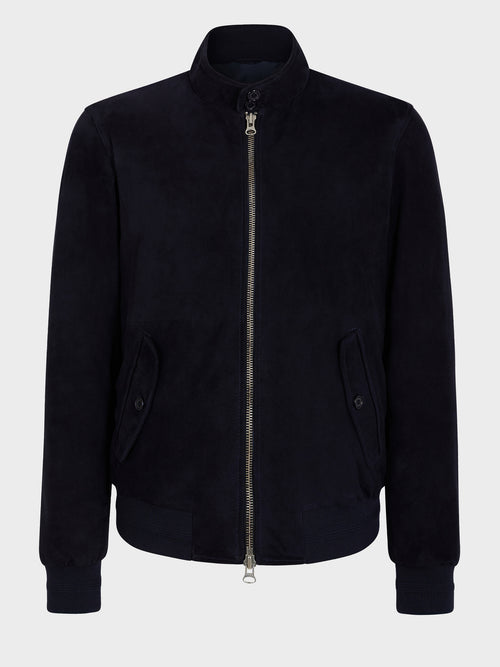 Blouson en cuir nubuck bleu marine - Father & Sons - 8