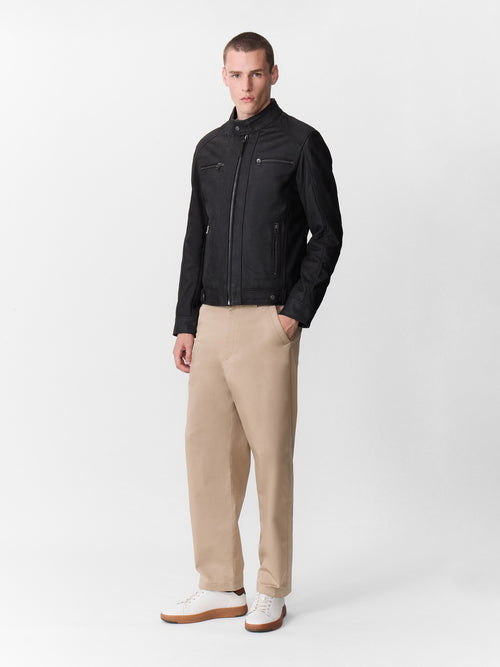 Blouson en cuir nubuck marron à capuche amovible - Father & Sons - 5