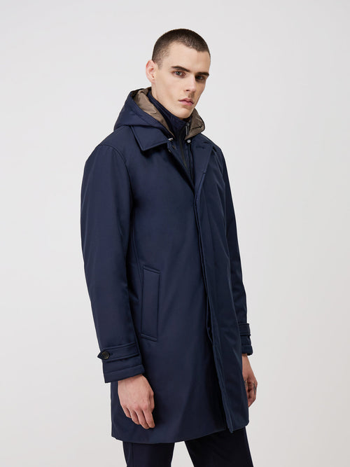 Parka bleu indigo à capuche amovible - Father & Sons - 4