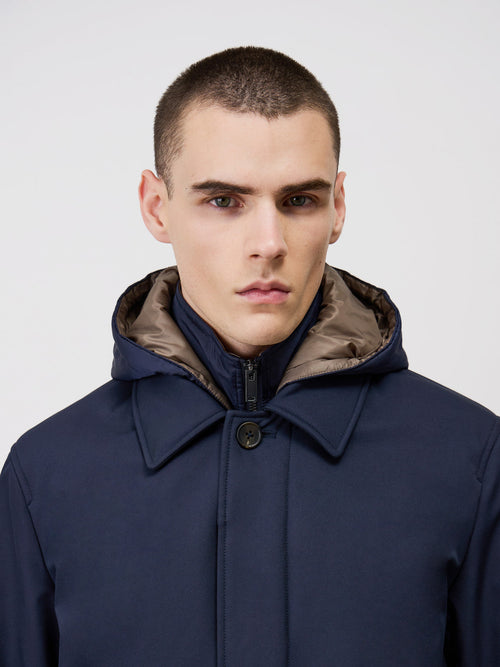 Parka bleu indigo à capuche amovible - Father & Sons - 3
