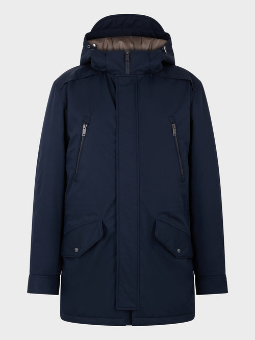 Parka bleu indigo à capuche amovible - Father & Sons - 1
