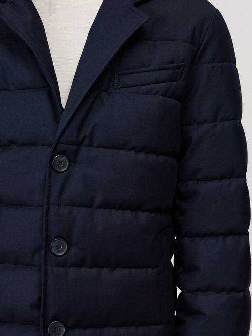 Veste matelassée bleu marine à capuche amovible - Father & Sons - 3