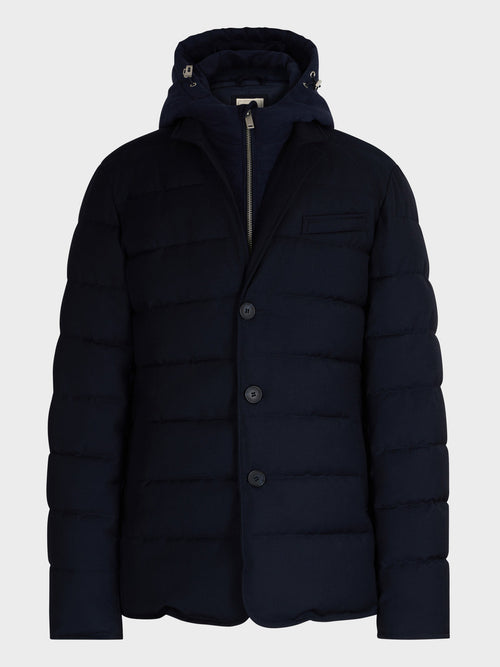 Veste matelassée bleu marine à capuche amovible - Father & Sons - 5