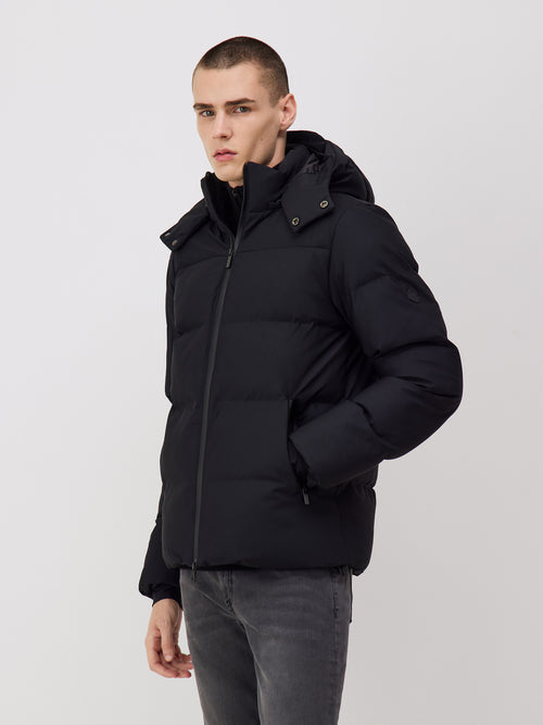 Parka matelassée noire à capuche amovible - Father & Sons - 1