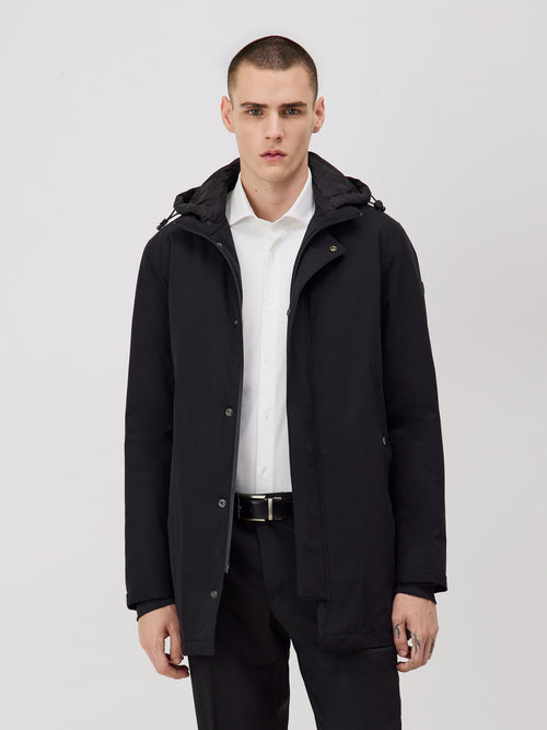 Parka noire à capuche amovible - Father & Sons - 1