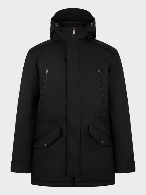 Parka noire à capuche amovible - Father & Sons - 1