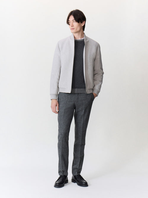 Blouson Teddy en laine mélangée grise - Father & Sons - 6