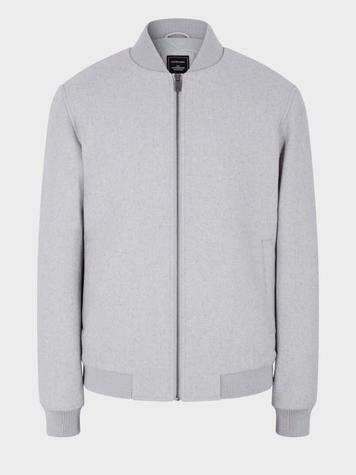 Blouson Teddy en laine mélangée grise - Father & Sons - 7
