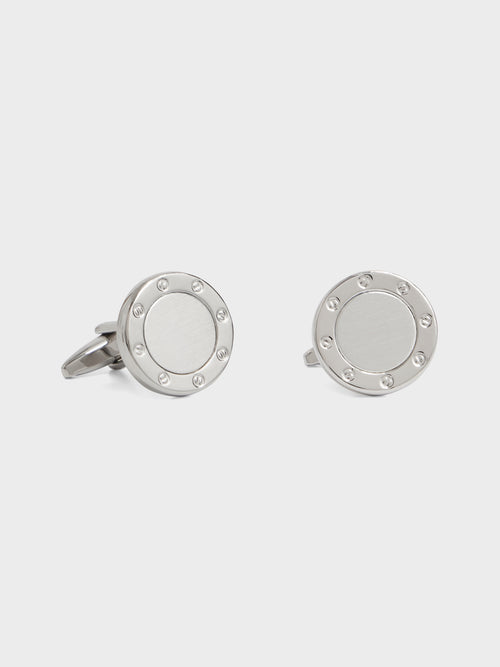 Boutons de manchettes ronds argentés - Father & Sons - 1