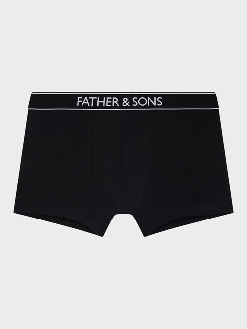 Boxer en microfibre uni noir et élastique gris - Father & Sons - 1