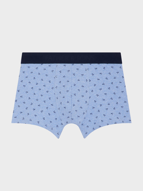 Boxer en coton stretch bleu ciel à motif - Father & Sons - 1
