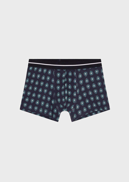 Boxer en coton stretch bleu jeans à motif fantaisie - Father & Sons - 1