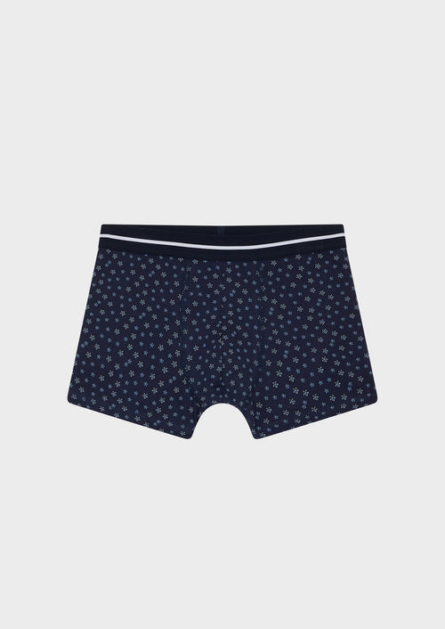 Boxer en coton stretch bleu marine à motif fantaisie - Father & Sons - 1