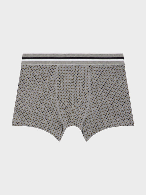 Boxer en coton stretch gris à motif vert et bleu - Father & Sons - 1