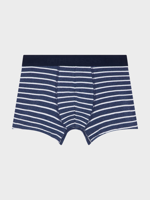Boxer en coton stretch bleu indigo à rayures blanches - Father & Sons - 1