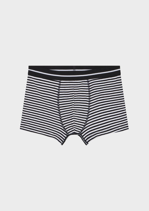 Boxer en coton stretch blanc à rayures noires - Father & Sons - 1