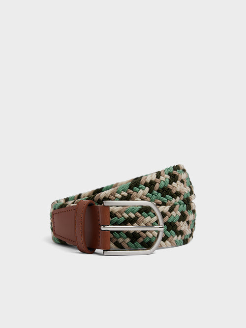 Ceinture tressée kaki, beige et écru - Father & Sons - 1