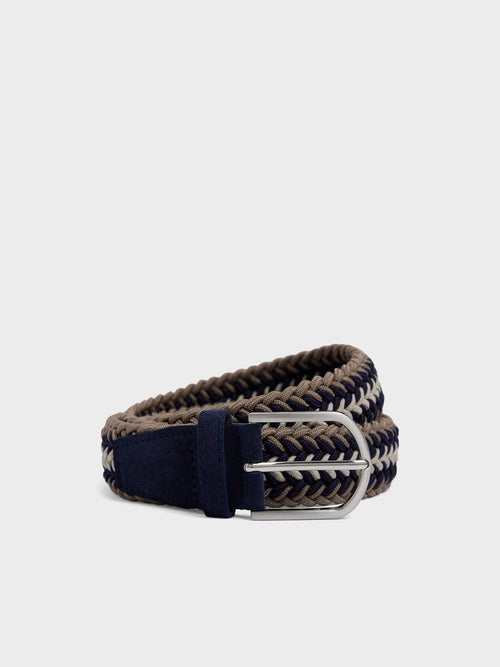 Ceinture tressée bleu marine et marron - Father & Sons - 1