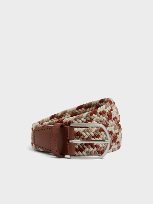 Ceinture tressée terracotta, beige et écru - Father & Sons - 1