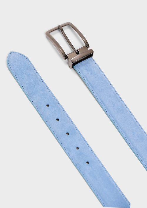 Ceinture ajustable en cuir nubuck bleu ciel - Father & Sons - 2