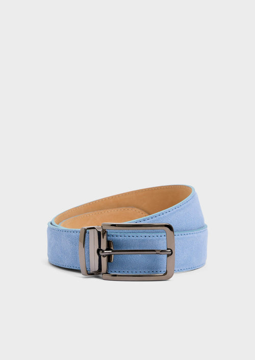Ceinture ajustable en cuir nubuck bleu ciel - Father & Sons - 1