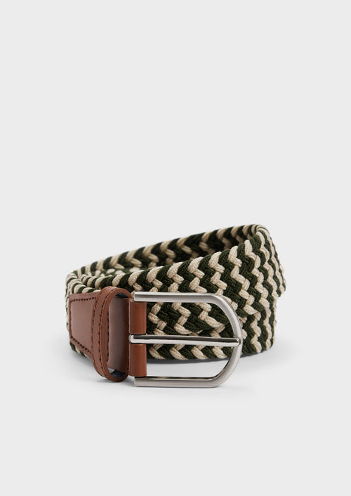 Ceinture tressée kaki et sable - Father & Sons - 1