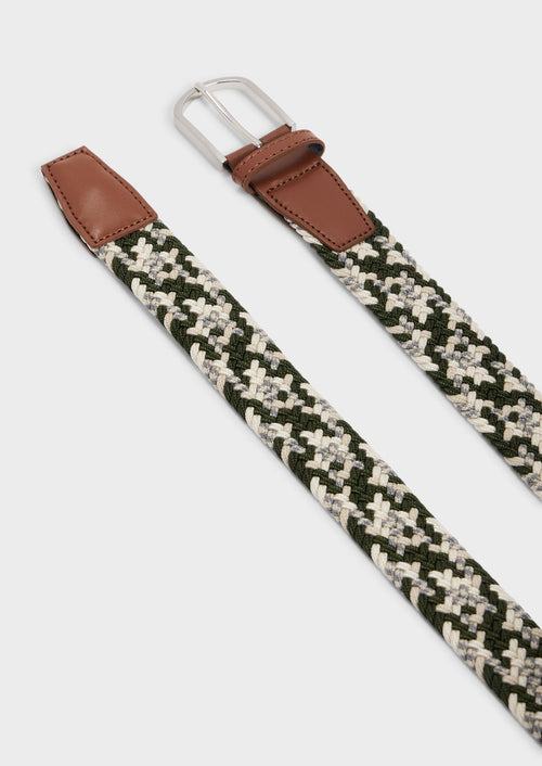 Ceinture tressée kaki, blanc et gris - Father & Sons - 2