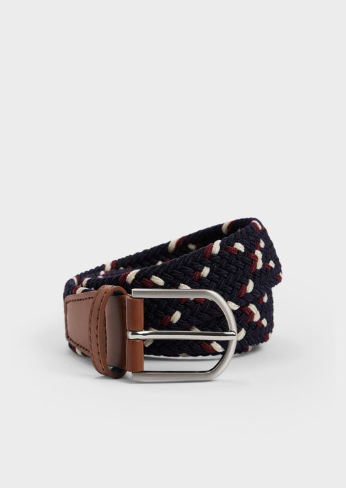 Ceinture tressée bleu marine, bordeaux et blanc - Father & Sons - 1