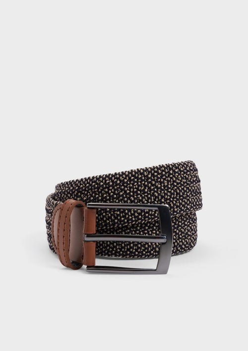 Ceinture tressée bleu marine et beige - Father & Sons - 1