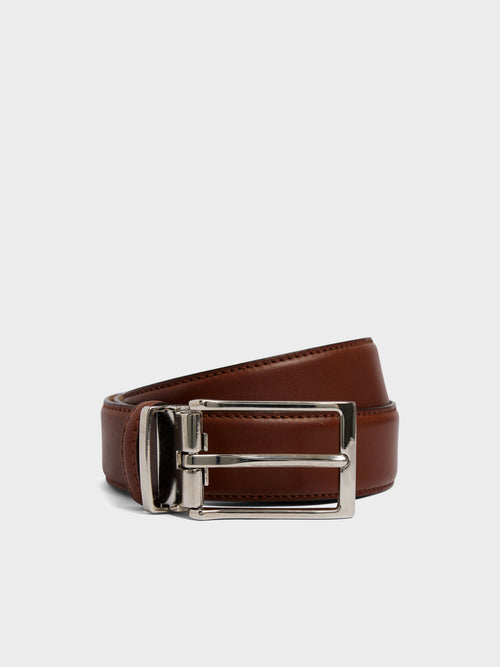 Ceinture ajustable en cuir lisse cognac - Father & Sons - 1